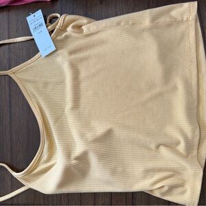Women's Cream Ribbed Tank Top